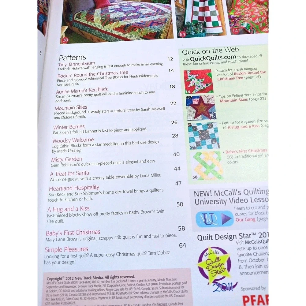 McCall's Quick Quilts‎ Magazine Dec Jan 2012 18 Winter Holiday Patterns Snowman